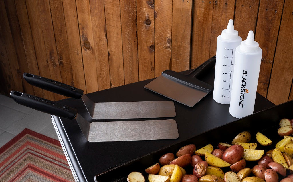 Blackstone 5-teiliges Grillbesteck-Set, Edelstahl, 24 × 7 × 46 cm, Silber/Weiss
