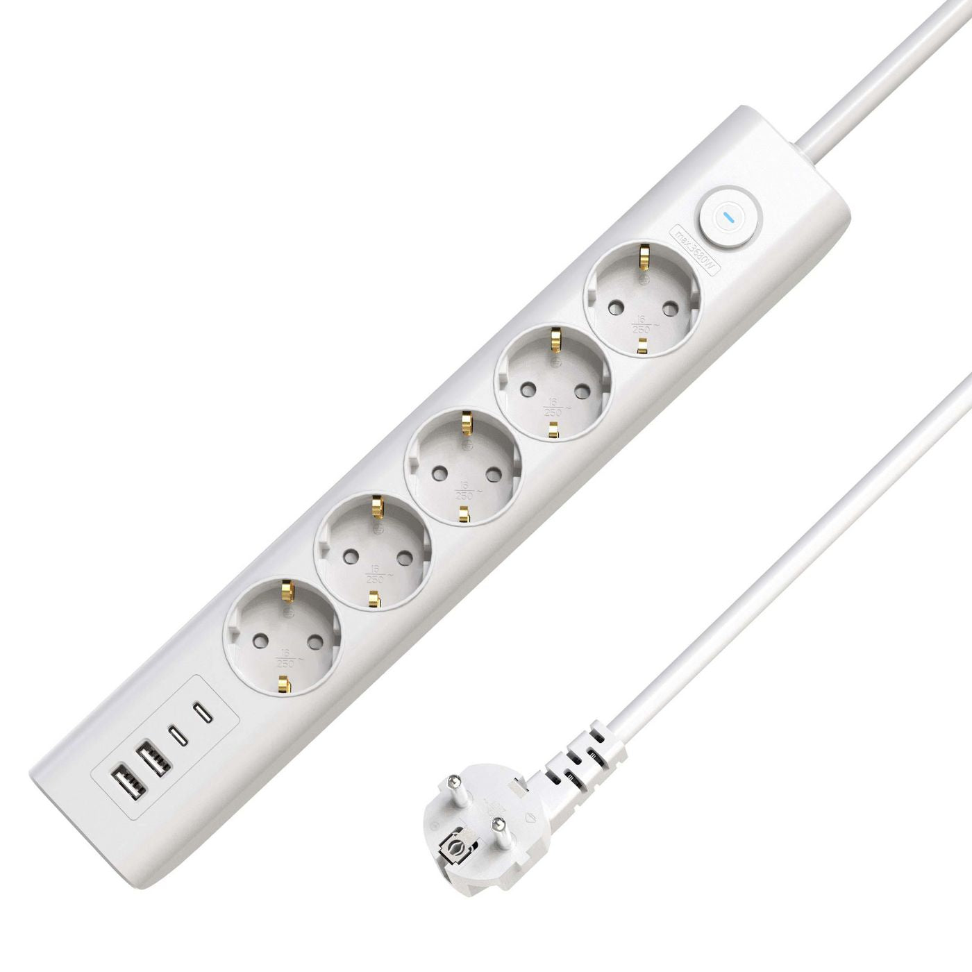 Microconnect MC-GRU00515WS-USB – Steckdosenleiste, 5× Schuko (Typ F), 2× USB-A, 2× USB-C, mit Schalter, 1,5 m