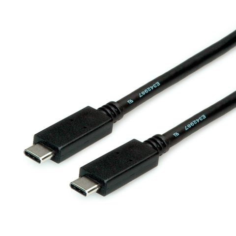 ROLINE USB-C auf USB-C Kabel – USB 3.2 Gen 2 (10 Gbit/s) – 2 m – PD 100 W – E-Marker, vergoldete Kontakte