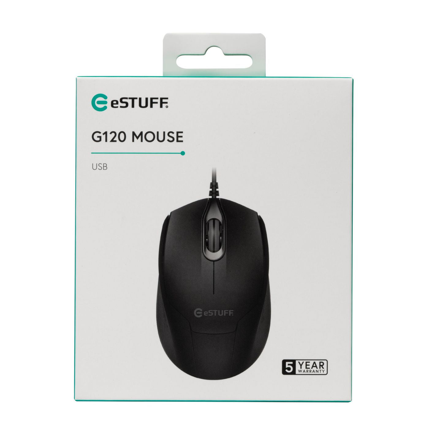 eSTUFF G120 – Maus – Kabelgebunden (USB‑A), beidhändig, Schwarz