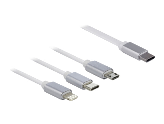 DeLOCK USB-Kabel – USB-C auf USB-C/Micro-USB-B/Lightning – USB 2.0 (480 Mbit/s) – 0,98 m