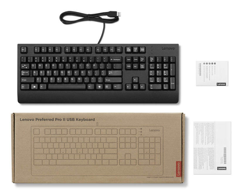 Lenovo Preferred Pro II – Tastatur – Membran, kabelgebunden (USB‑A), QWERTZ (DE), auslaufsicher, schwarz