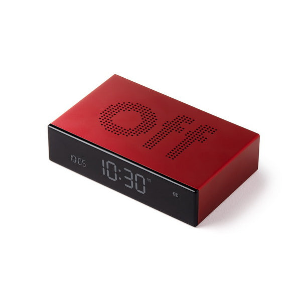 LEXON Flip Premium Digitalwecker – Snooze, USB, 10,4 × 2,6 × 6,5 cm, Rot