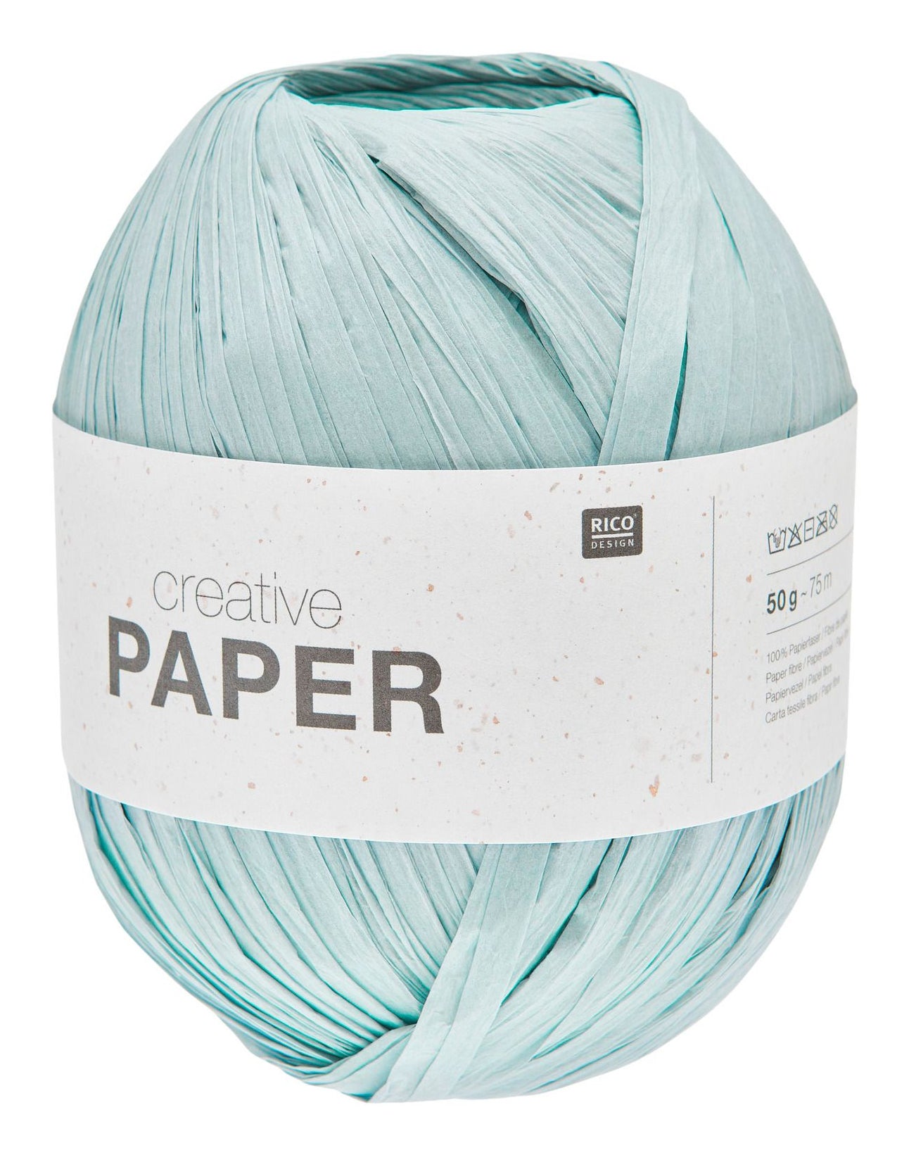 Rico Design Papierwolle Hellblau – 50 g, 75 m, Nadel 6 mm, 100% Papierfaser, 1 Stk.