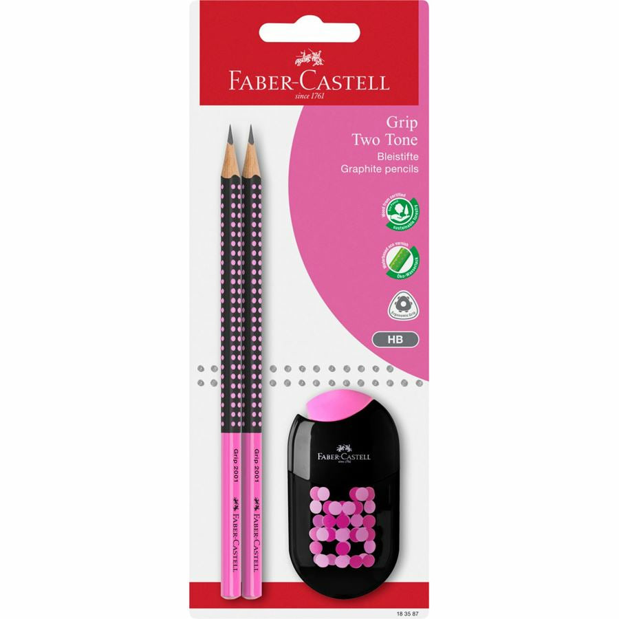 Faber-Castell Grip 2001 Bleistifte HB, mit Radierer – 2er-Set