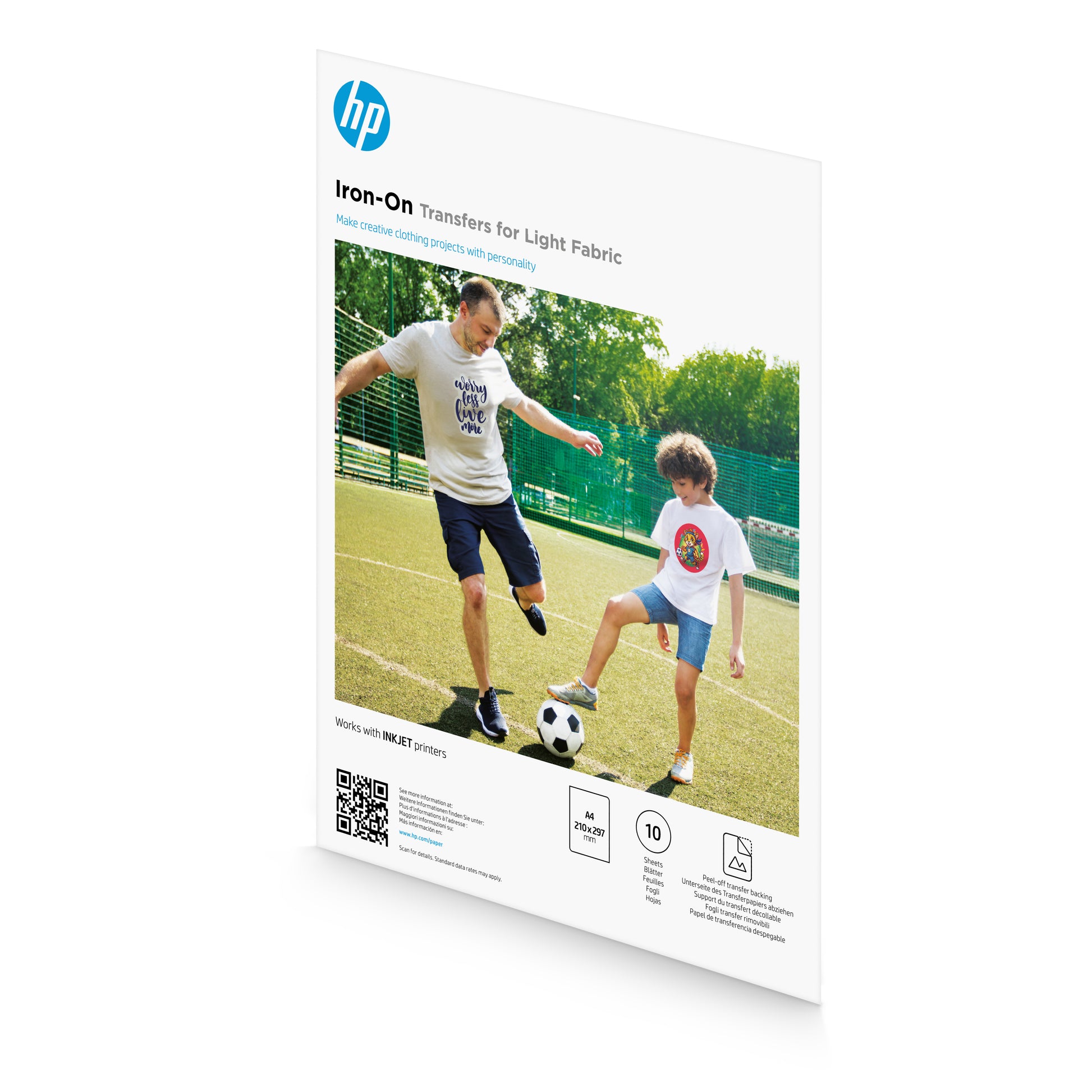 HP Aufbügelfolie für helle Textilien – A4, Inkjet, 10 Blatt