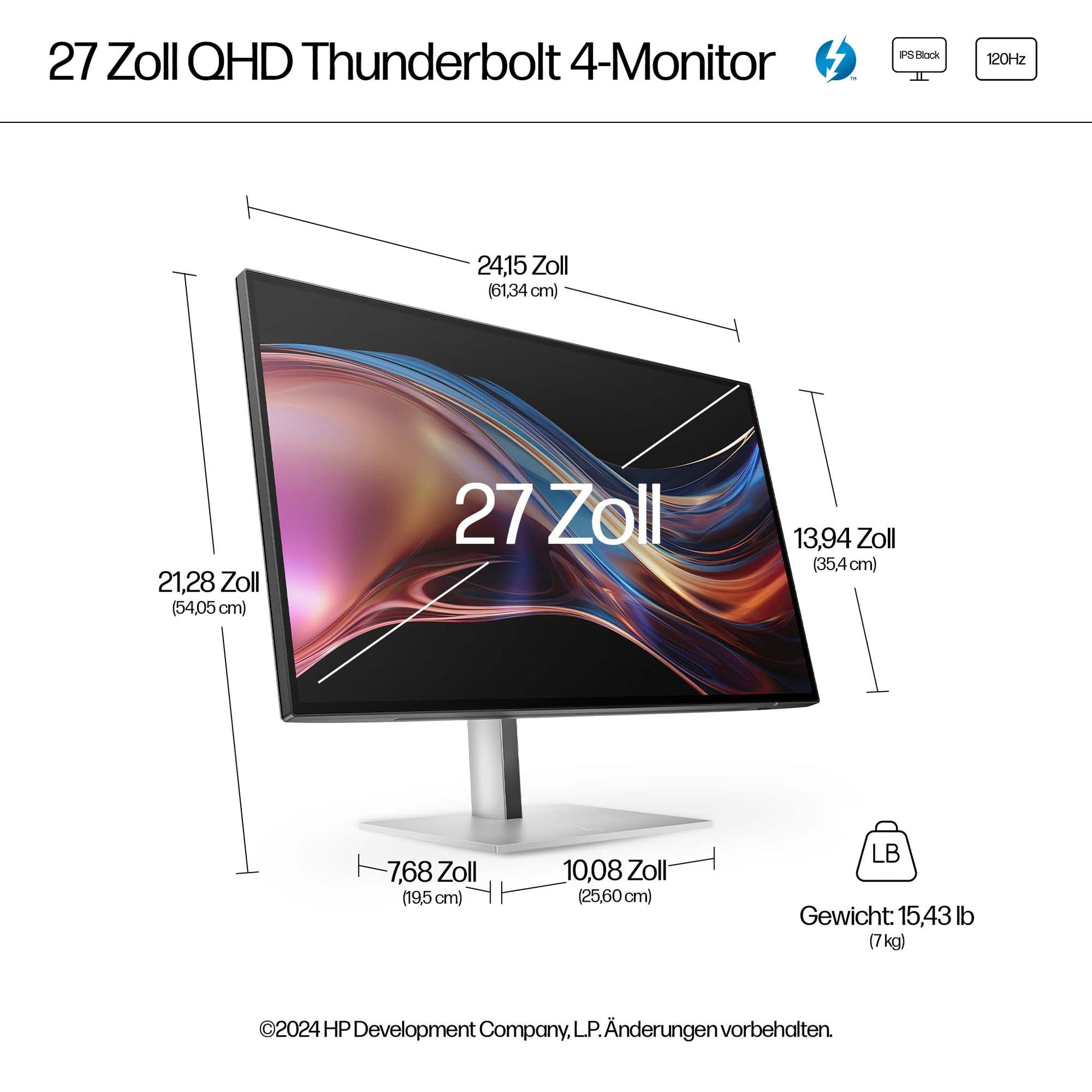 HP Series 7 Pro 727pu – Monitor, 27", 2560 × 1440 (WQHD), Thunderbolt 4