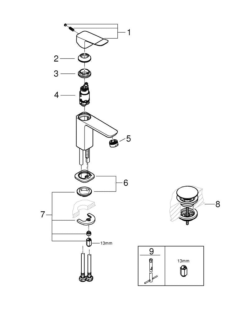GROHE Badebatterie (Unterputz) Dice – Einhebelmischer, Metall, Chrom
