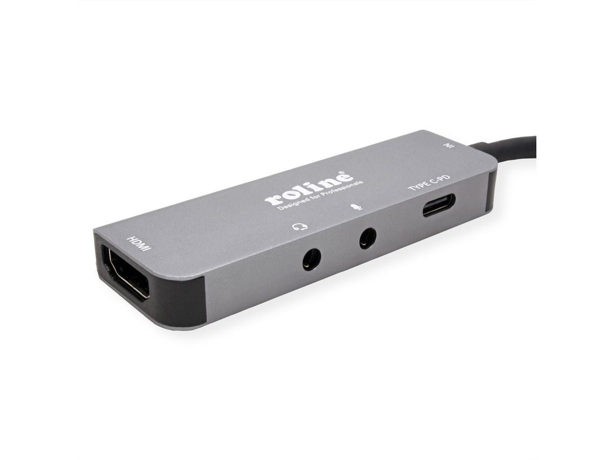 ROLINE Dockingstation – USB-C, 1× HDMI, 3,5 mm Audio, 100 W PD, für Windows/Mac