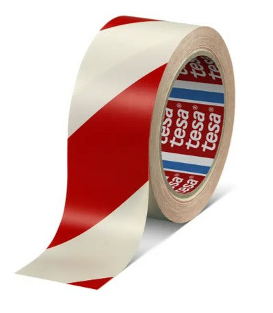 TESA Warnband, PVC, Rot/Weiss, UV-beständig – 50 mm × 33 m – 1 Stück