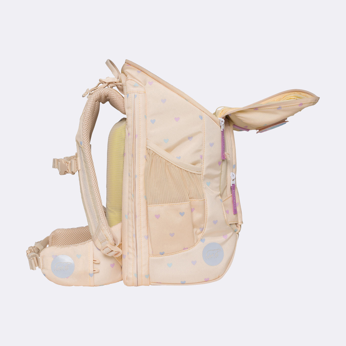 Beckmann Schulrucksack Active Air FLX – 6-teilig, Yellow Heart – 26,0×39,0×22,0 cm – recycelter Bestandteil