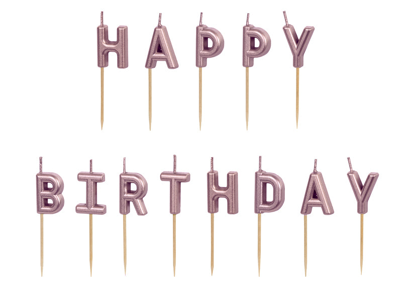PartyDeco Geburtstagskerzen Buchstaben – Roségold – 2,5 cm – 13 Stk