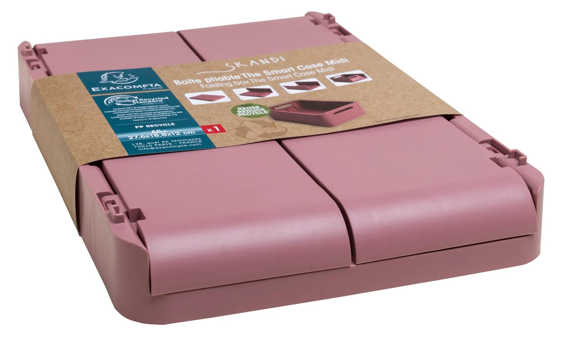 Exacompta Aufbewahrungsbox – Polypropylen – Rosa (stapelbar, mit Griffmulden) – 276 × 120 × 188 mm