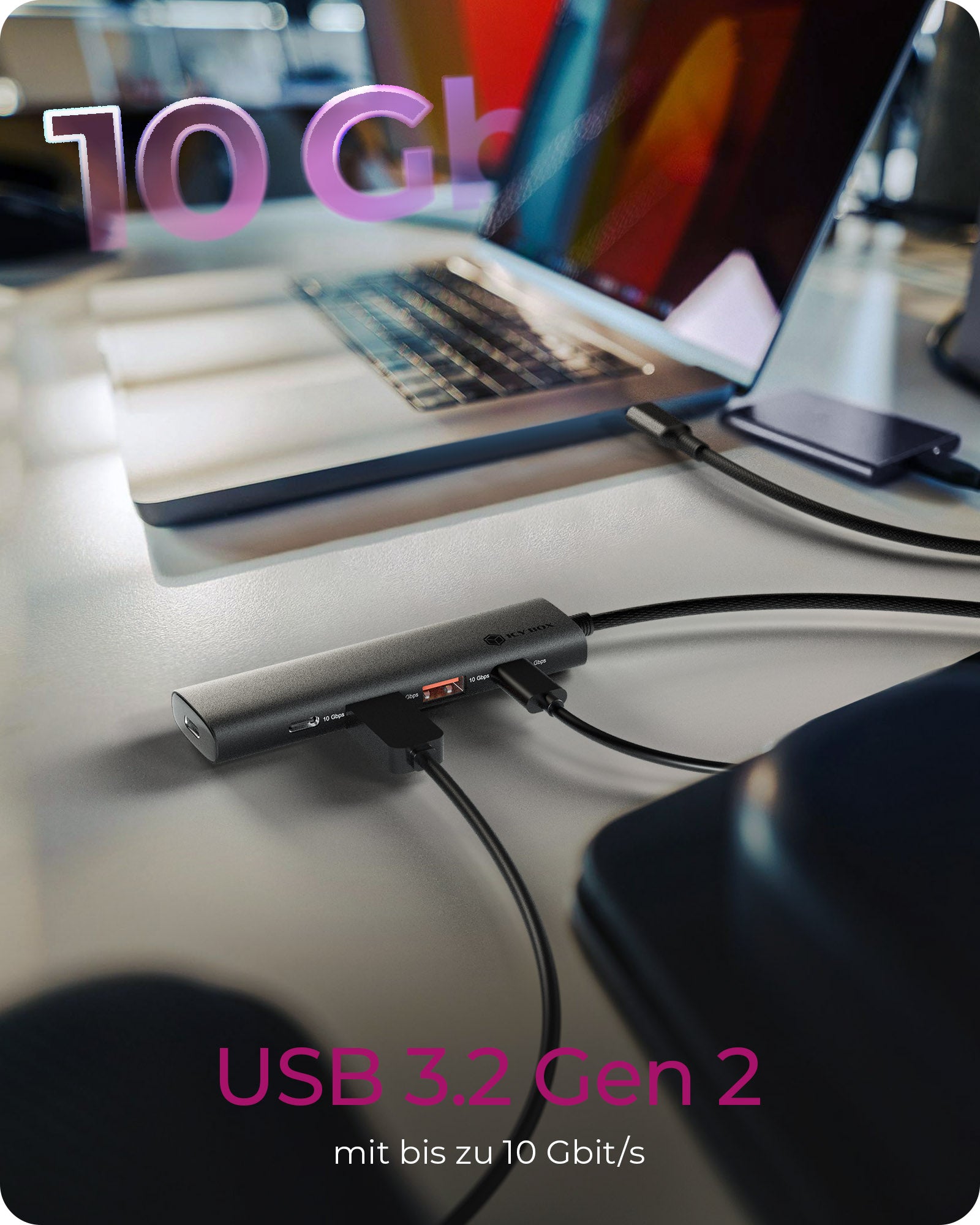 ICY BOX IB1437-CPD USB-Hub – USB-C, 2× USB-A, 2× USB-C, 100 W PD, für Windows/Mac