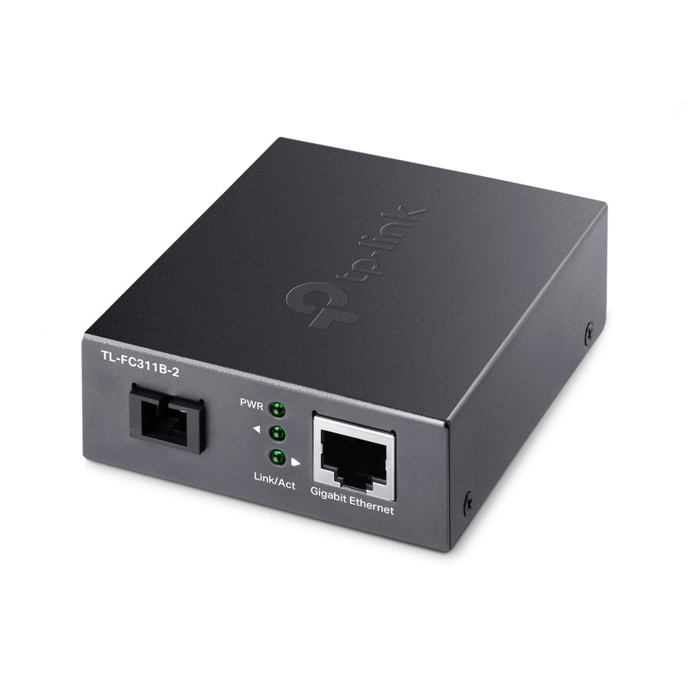 TP-Link FC311B-2 Medienkonverter SC zu RJ-45 – Gigabit (1 Gbit/s), Singlemode, bis 2 km, 1× RJ-45, 1× SC, WDM