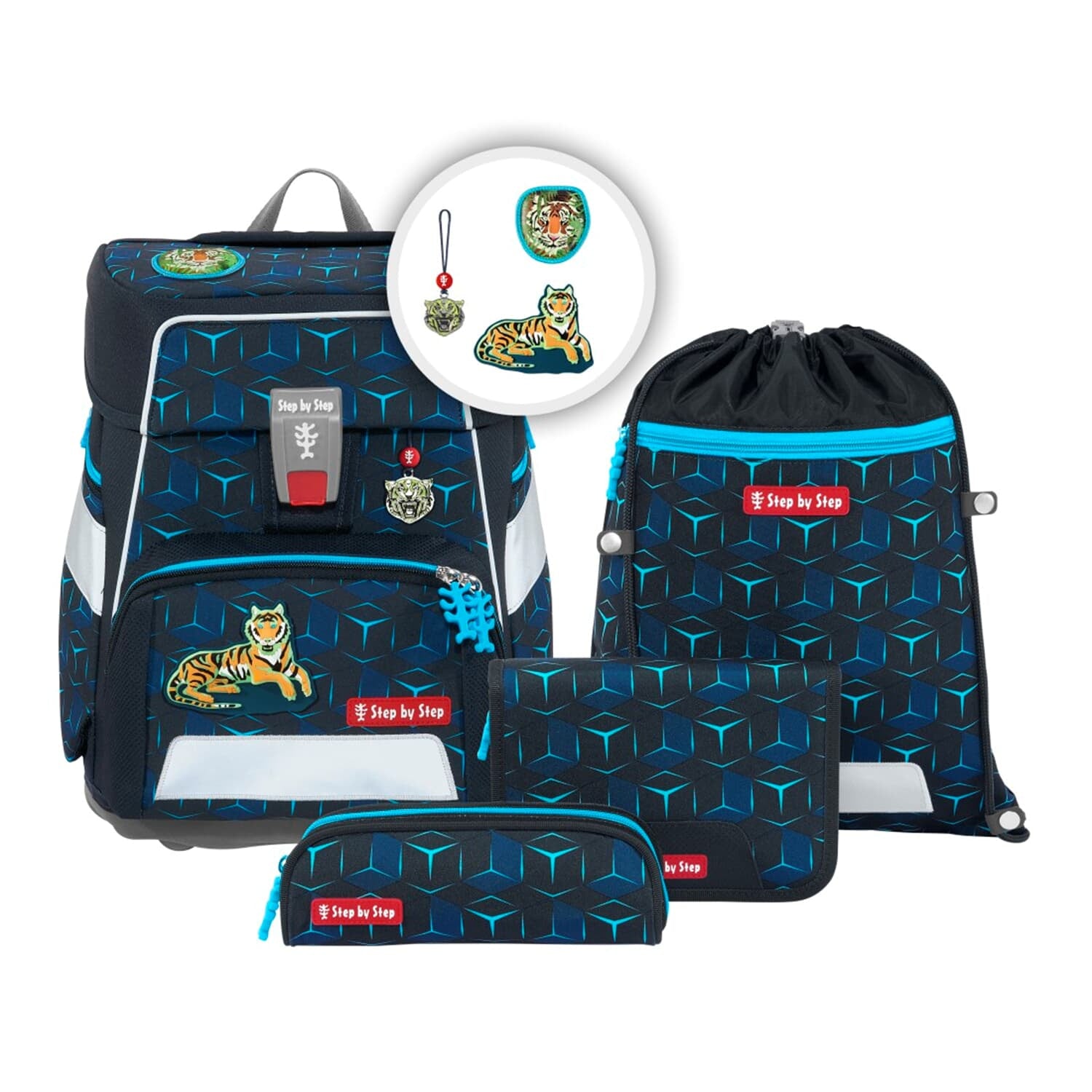 Step by Step Schulrucksack-Set – 5-teilig – Tiger Night Kimba – Recycelte Materialien