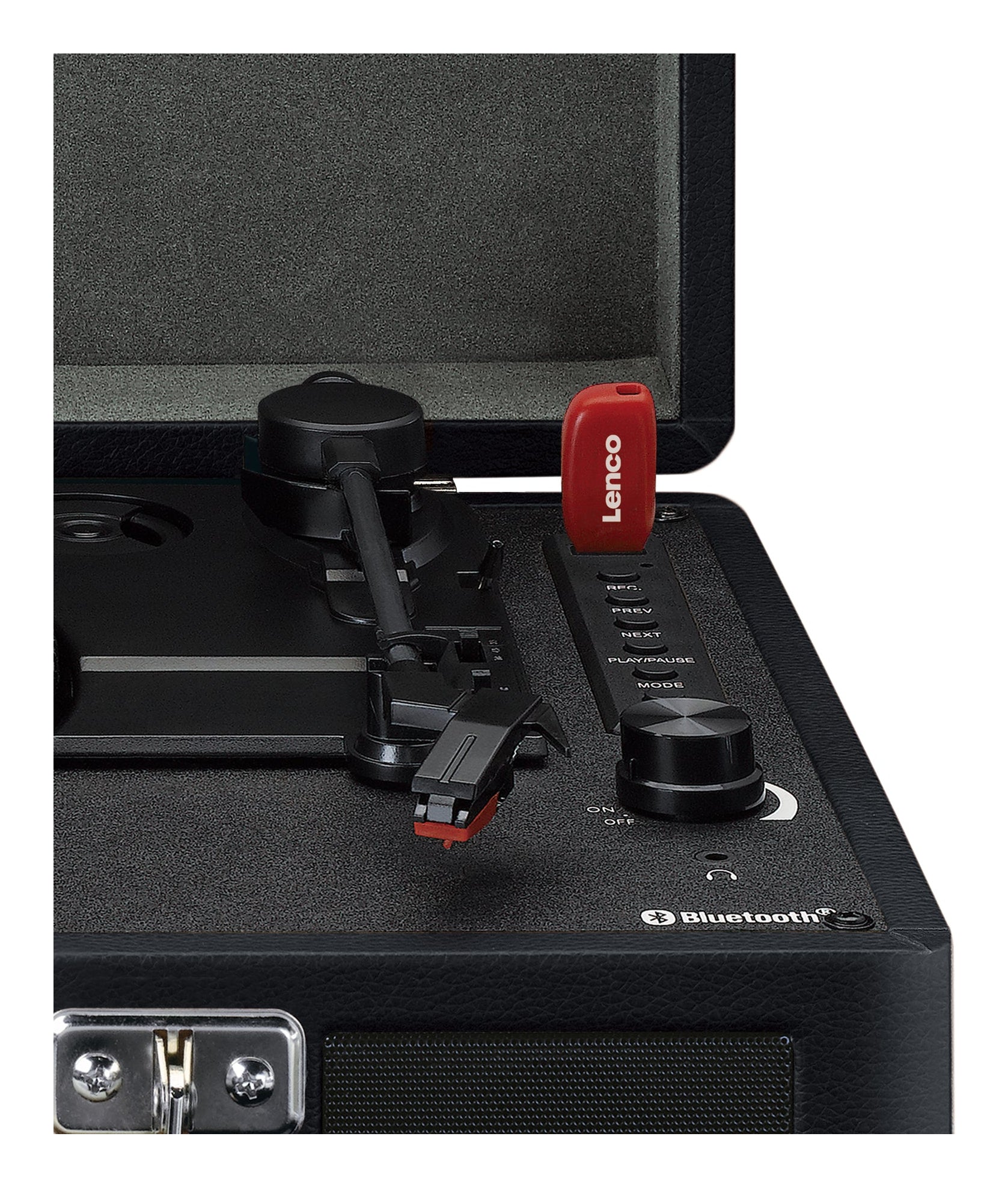 Lenco TT-115BK – Plattenspieler (Riemenantrieb, manuell), Bluetooth 5.0, Phono-Vorverstärker, 33⅓/45/78 U/min – Schwarz