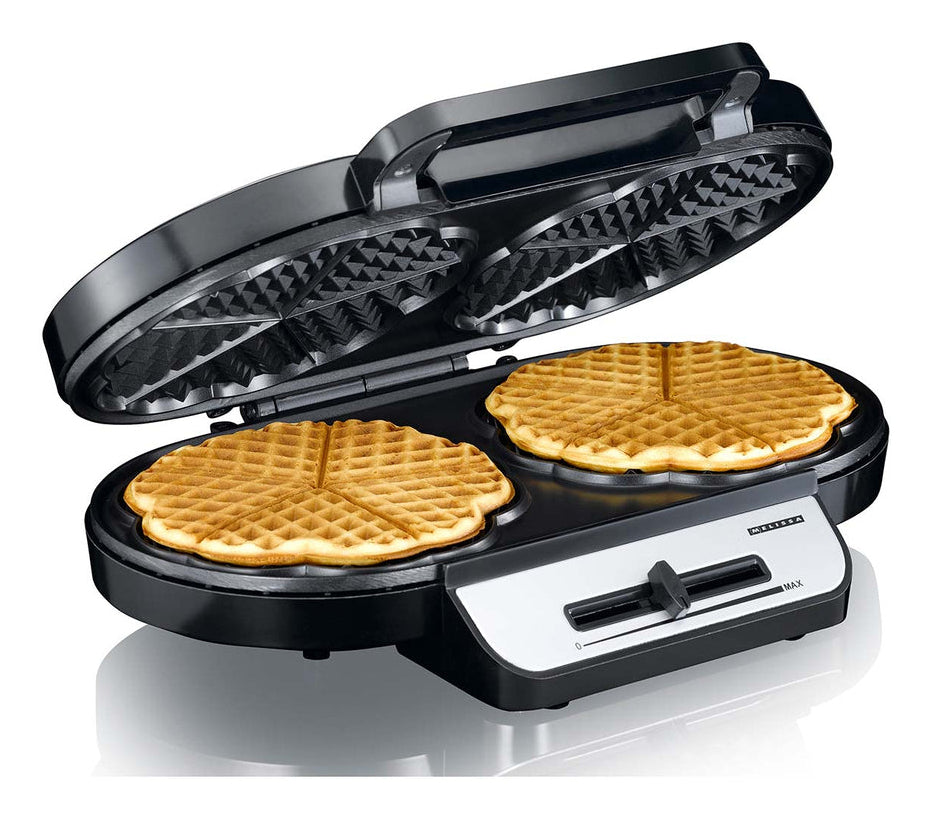 Melissa Waffeleisen 16250087 – 10 Waffeln, Herzform, 1200 W – Schwarz/Edelstahl
