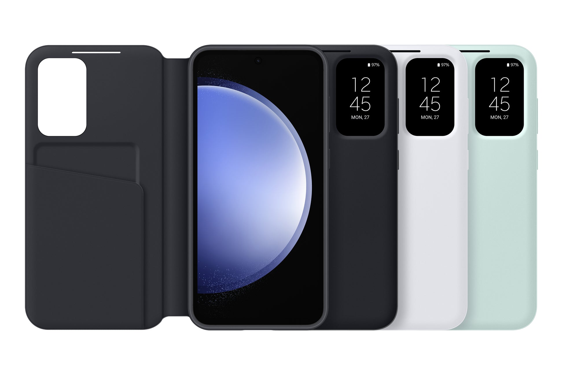 Samsung Booklet-Hülle – für Samsung Galaxy S23 FE – schwarz – mit Kartenfach, kratzresistent