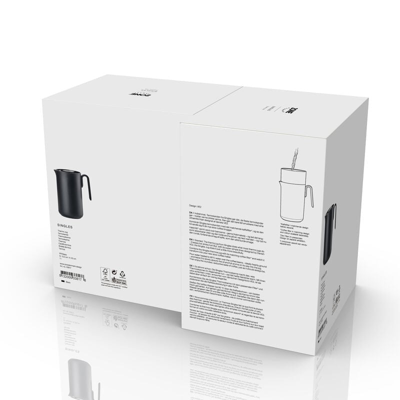 Zone Denmark Thermoskanne – 1 l, Ø 13,2 cm, Glas/Kunststoff (PP), Knopfdruckverschluss, 10 h Warmhaltezeit
