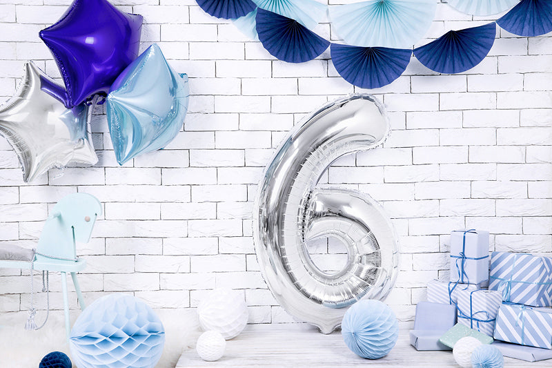 PartyDeco Folienballon Zahl 6 – Silber – 86 cm – Folie – 1 Stk