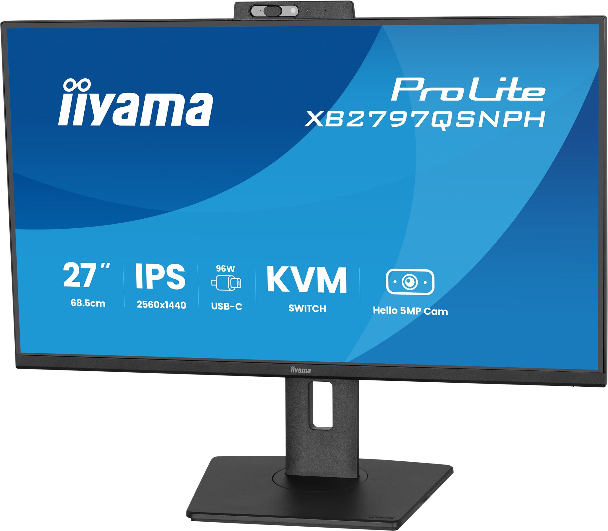 iiyama XB2797QSNPH-B1 – 27", 2560 × 1440 (WQHD), IPS, USB-C 96 W, Webcam, KVM, LAN