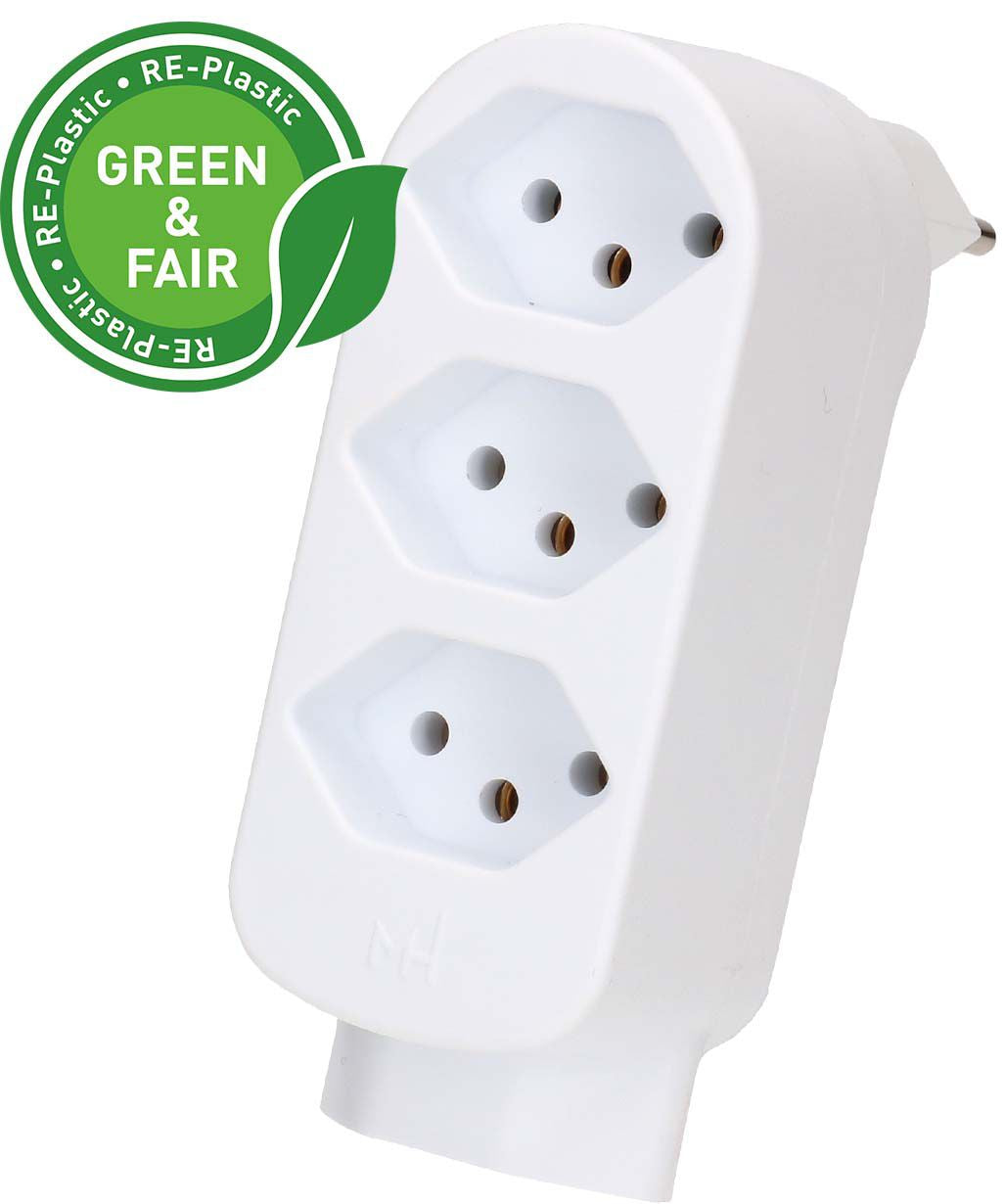 Max Hauri AG Max Hauri Basic Line Steckdosenleiste, 4×T13, ohne Schalter, 1,5 m, Eingang T12, IP20 – weiss