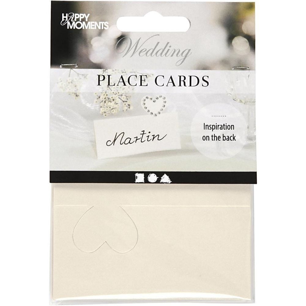 Creativ Company Tischkarten Hochzeit – Weiss – 8 × 8,5 cm – Kunstpapier – 20 Stk