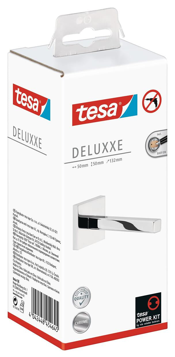 TESA Toilettenpapierhalter – Chrom, selbstklebend, 13,2 × 5 × 5 cm