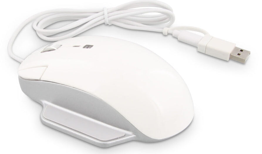 LMP Elite Pro – Maus – Kabelgebunden (USB-C), 6400 DPI, Rechtshänder, Weiss/Silber