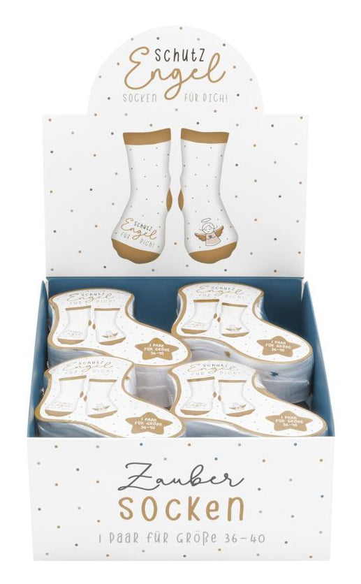 Sheepworld Socken, Zaubersocken Engel – 36–40 – Braun/Weiss – 80% Baumwolle, 15% Nylon, 5% Elasthan