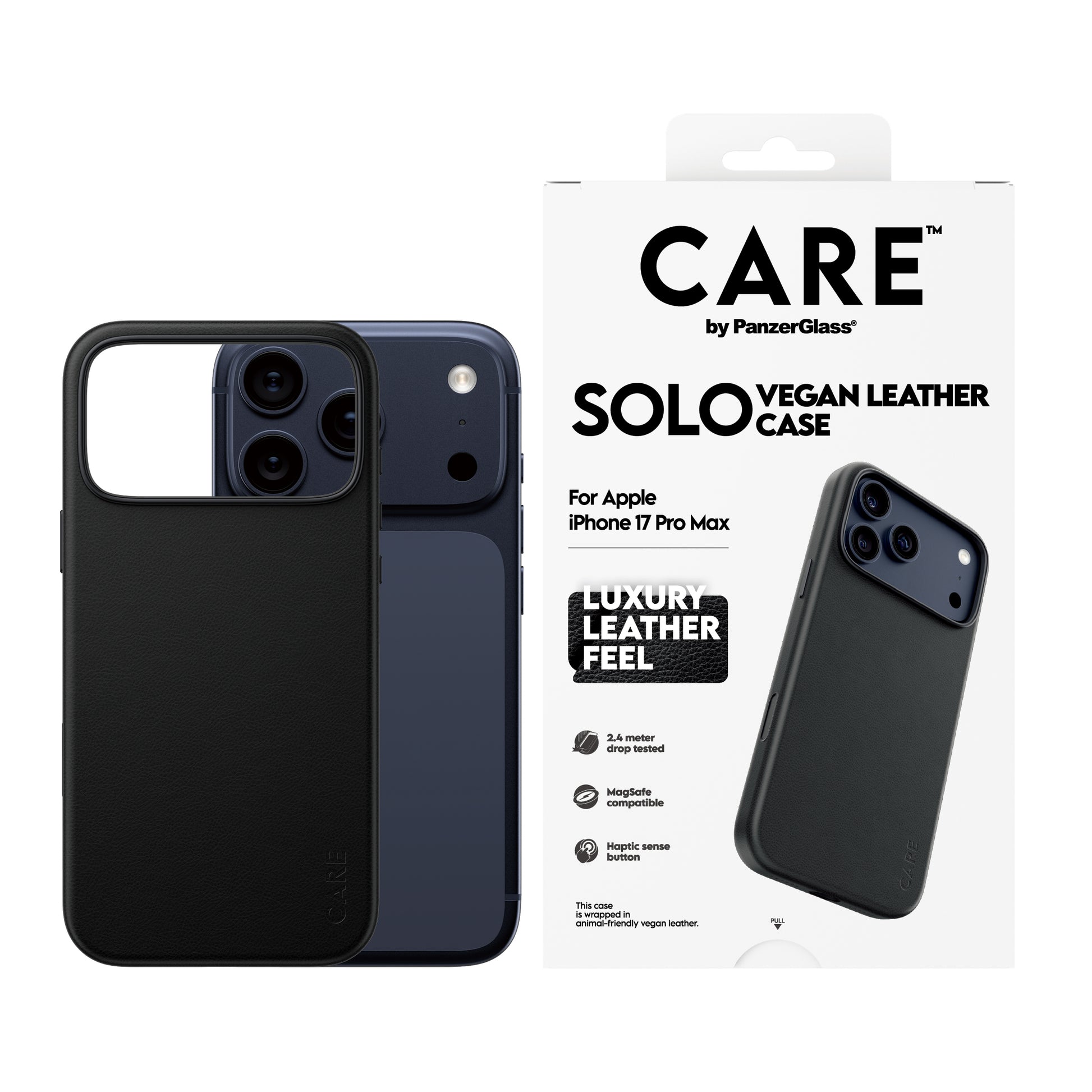 PanzerGlass CARE Solo Backcover – für Apple iPhone 17 Pro Max, 100% recyceltes PC, Schwarz