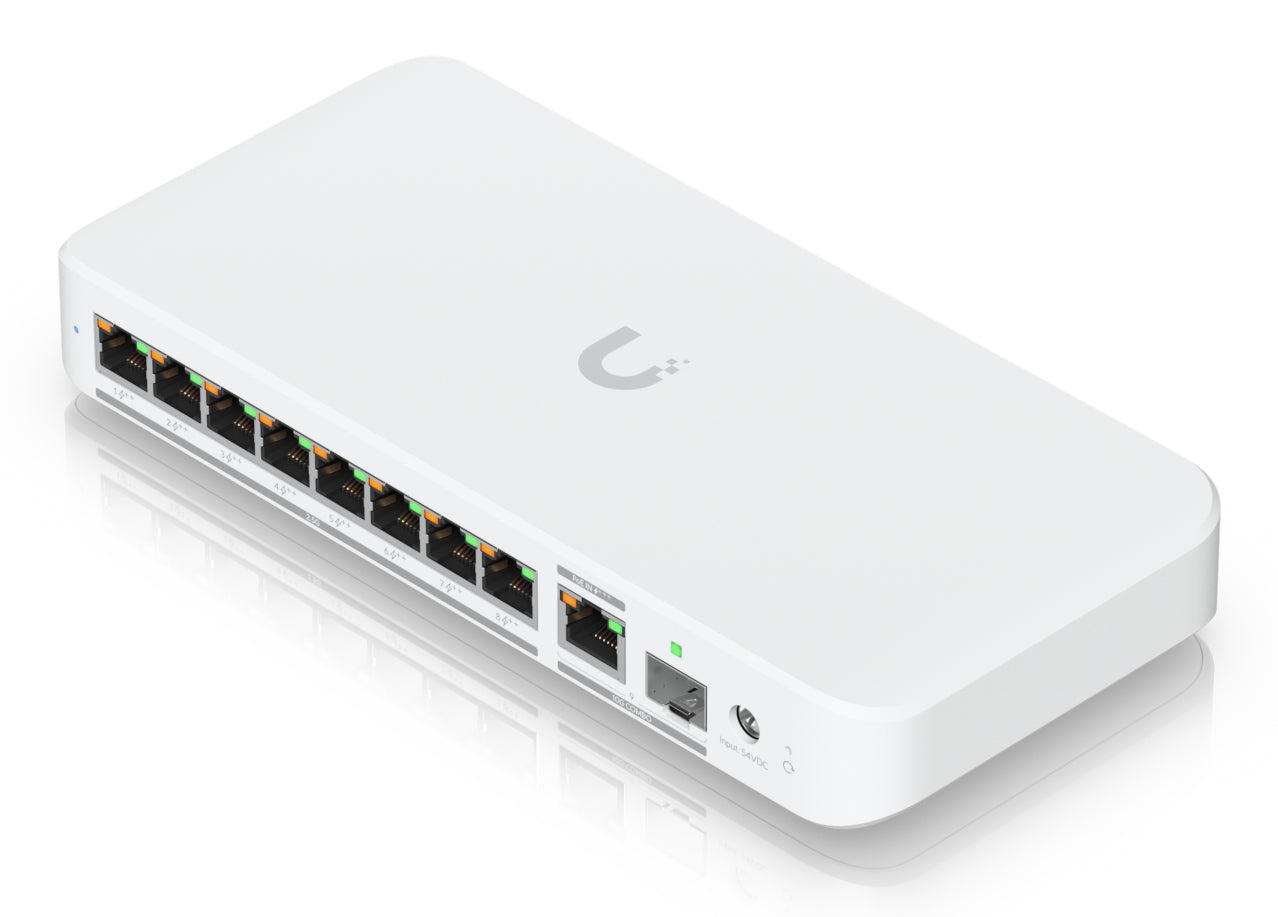 Ubiquiti Managed L2 Switch – 8× 2,5G, 1× 10G, 1× SFP+, PoE+ 8×, PoE++ 1×, PoE-Budget 196 W, Desktop