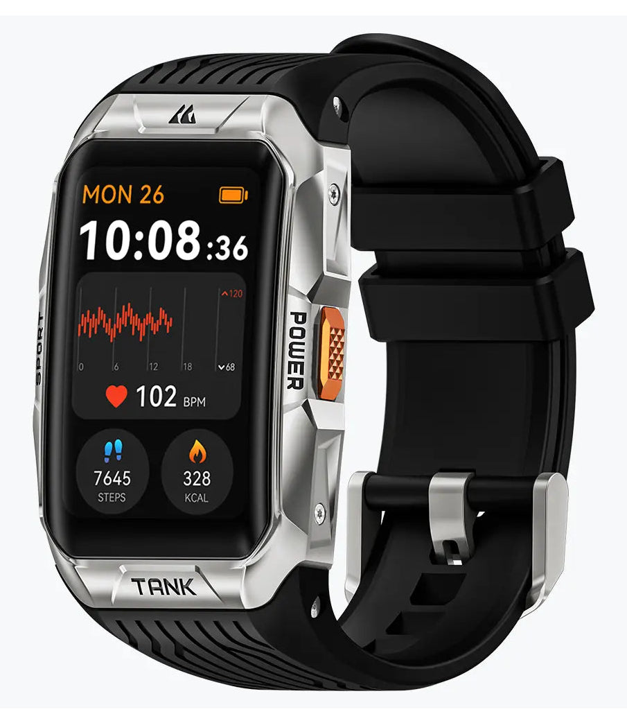 Kospet Tank X2 Ultra – Tauchcomputer-Smartwatch – 34 mm, Bluetooth, AMOLED, IP69K, Silber, Silikon