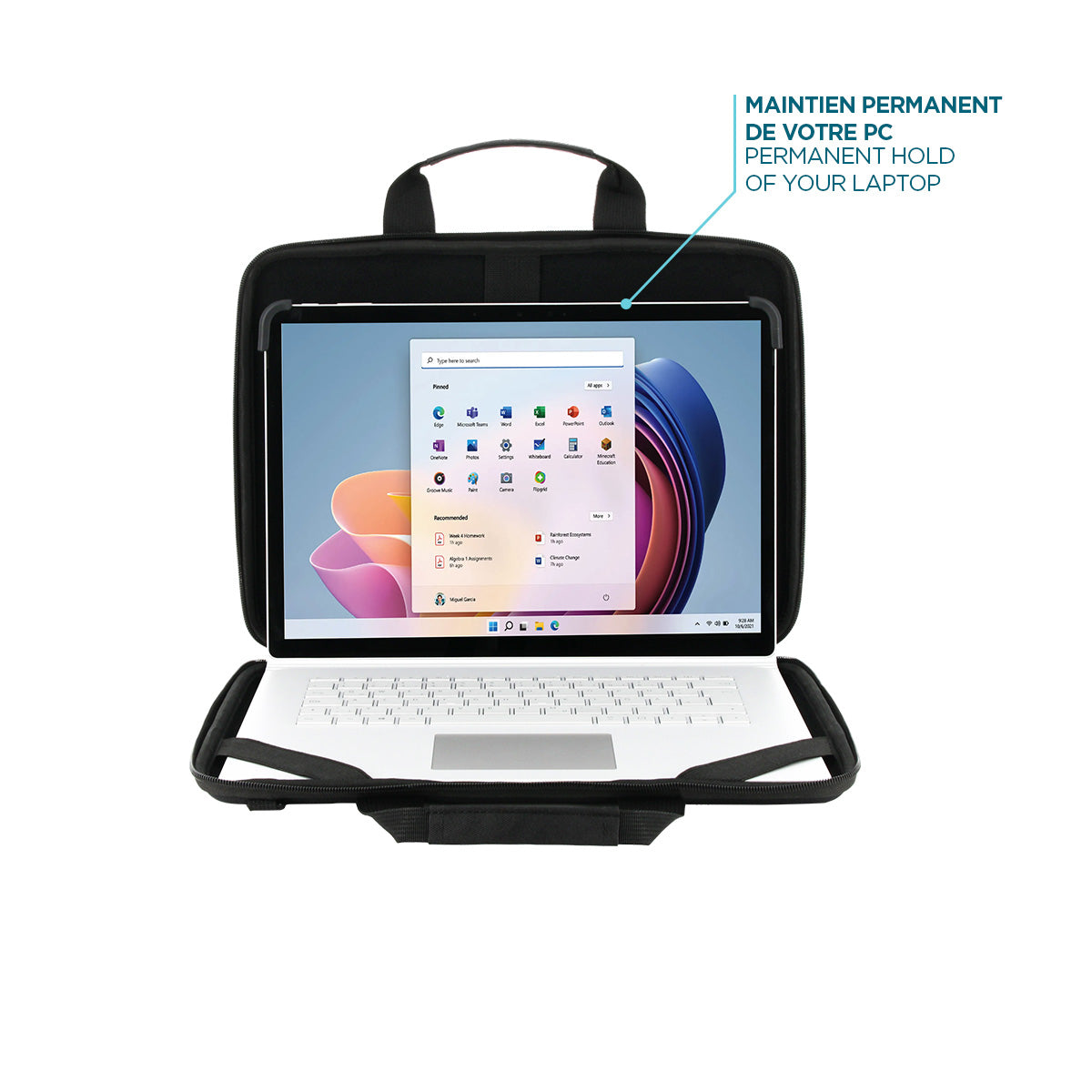 Mobilis Notebook-Tasche bis 14" – abnehmbarer Schultergurt, Fronttasche – Schwarz