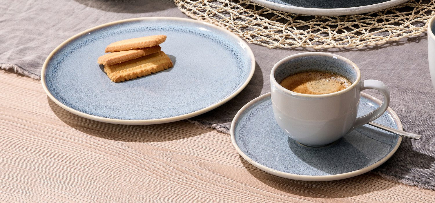 Ritzenhoff & Breker Kaffee-Set Skagen – 12-teiliges Set, Ø 16 cm, Porzellan, Grau, spülmaschinenfest