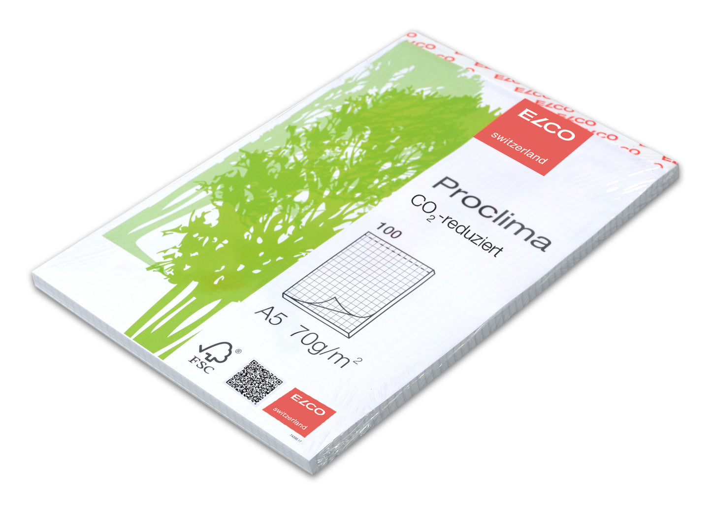 Elco Notizblock – A5 – kariert 4 mm – 100 Blatt – 70 g/m², perforiert, weiss, FSC
