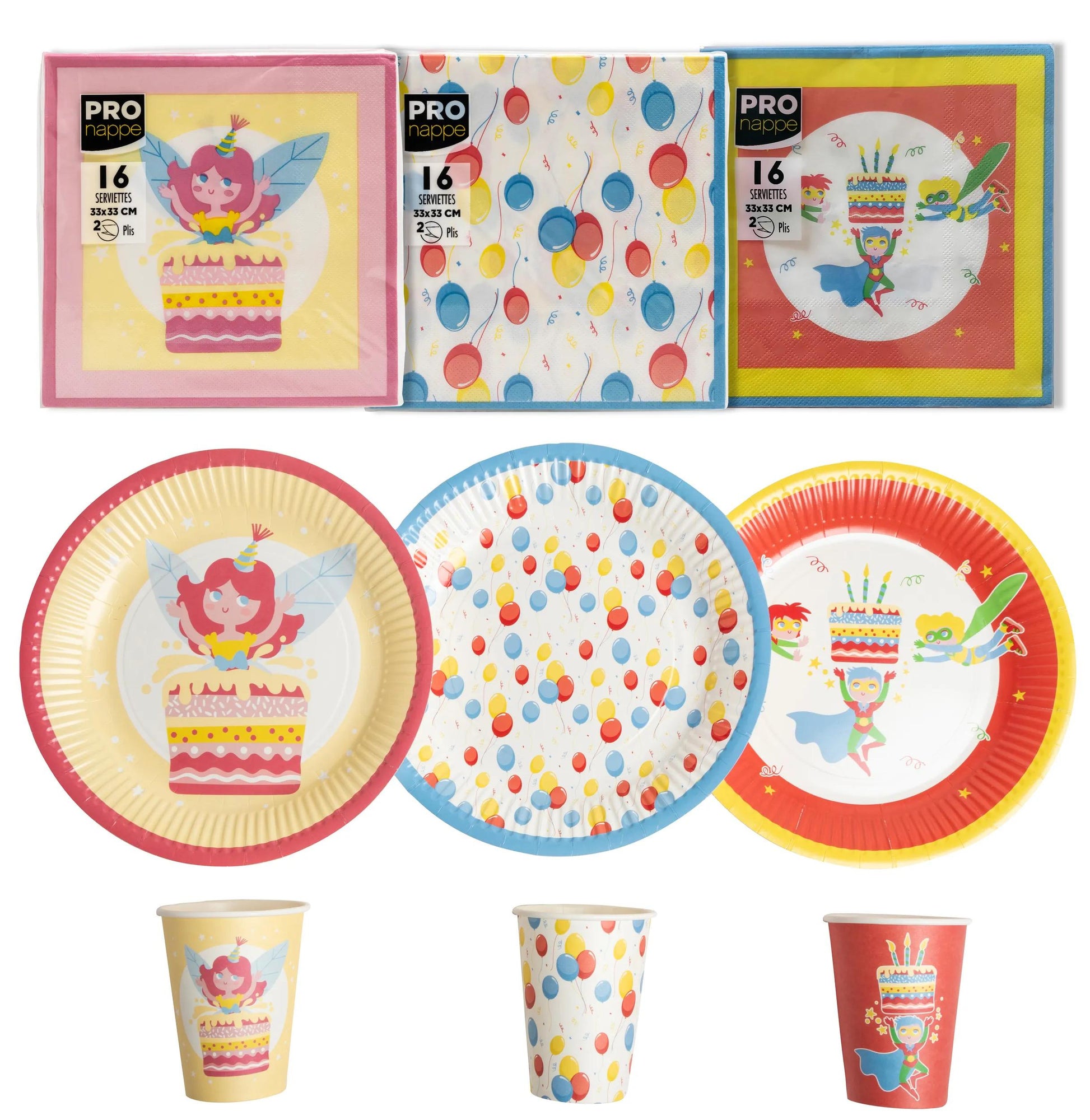 PRONAPPE Servietten Fee – mehrfarbig – 33 × 33 cm, 3-lagig – 16 Stück