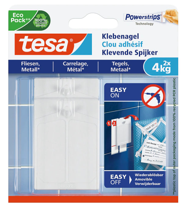TESA Klebenagel – Kunststoff, Weiss, 12 × 14 × 2 cm – 2er-Pack
