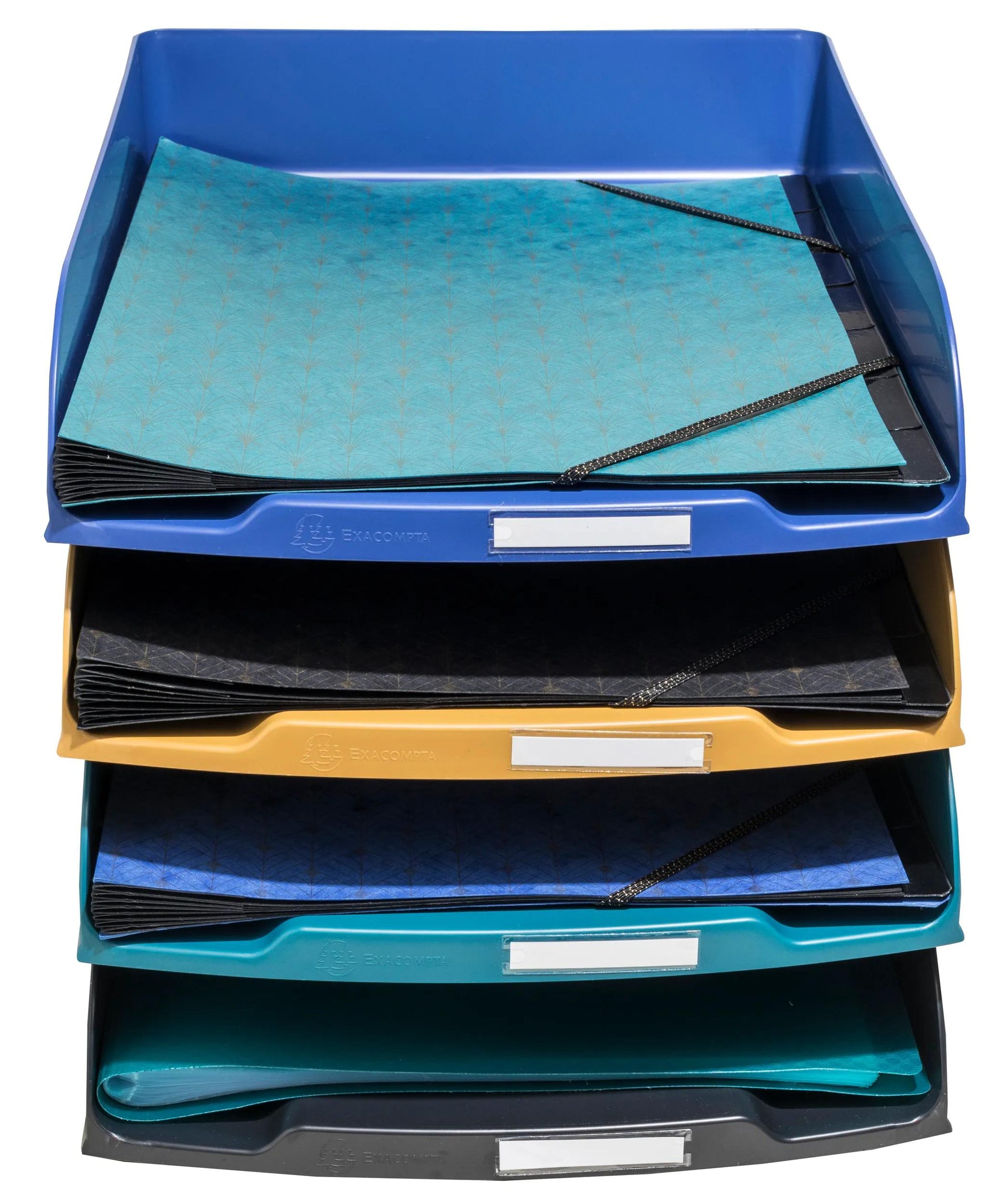 Exacompta Stapelbarer Briefkorb mit Griffausschnitt, matt, sortiert, B 254 × H 65 × T 347 mm, Serie NeoDeco