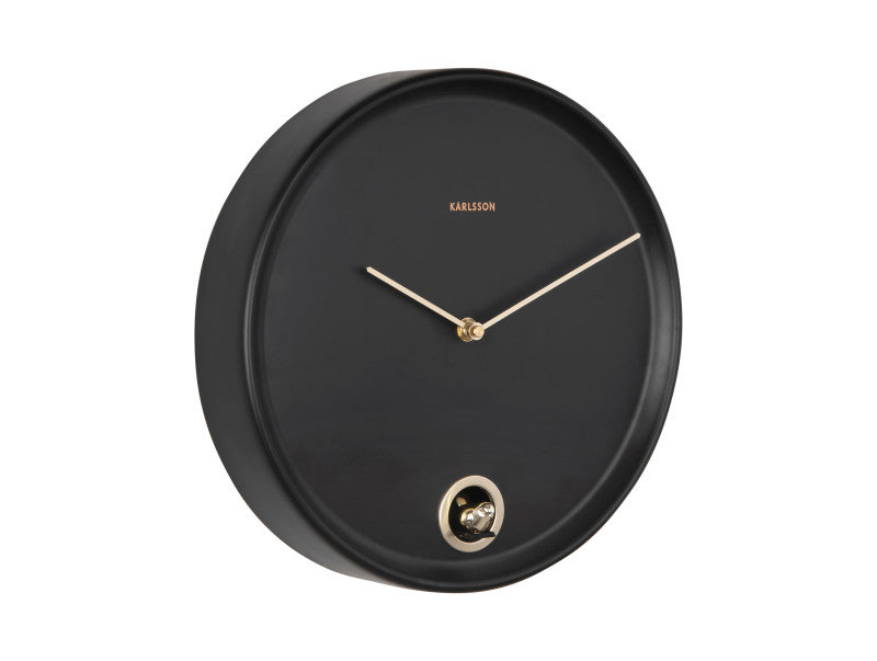 Karlsson Esencia Cuckoo Wanduhr – Analog, Ø 30 cm, Schwarz, Metall