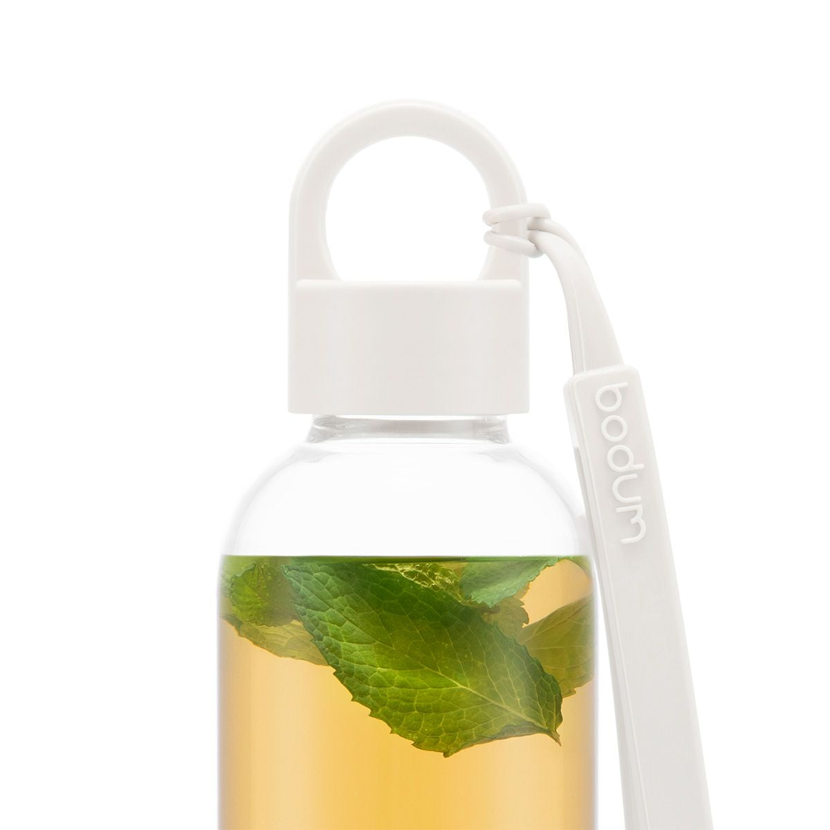 Bodum Melior Trinkflasche 500 ml – Borosilikatglas, Schraubdeckel, Weiss