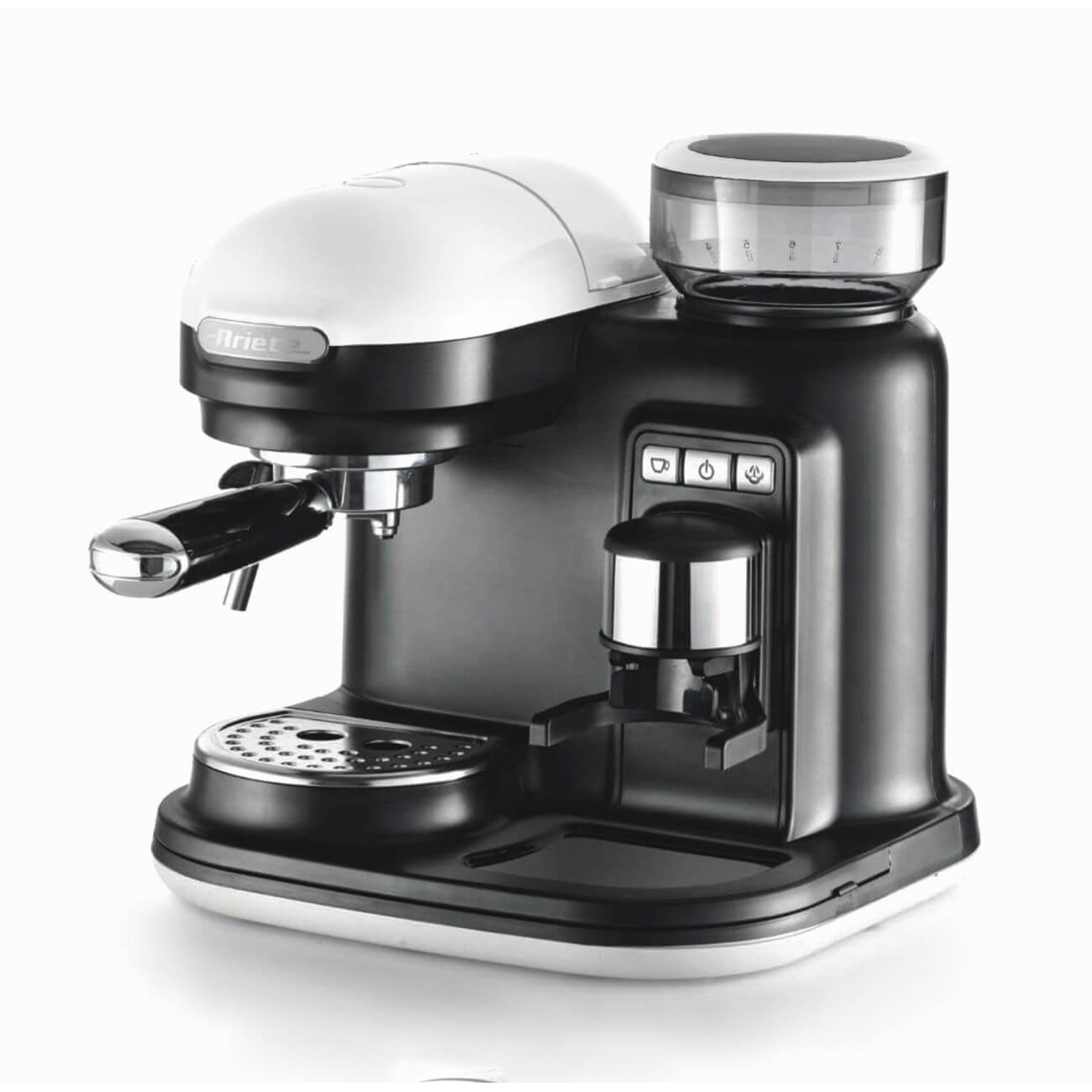 Ariete Espressomaschine ARI-1318-MOD-WH – 0,8 l, Mahlwerk & Milchaufschäumer, 1080 W – Weiss