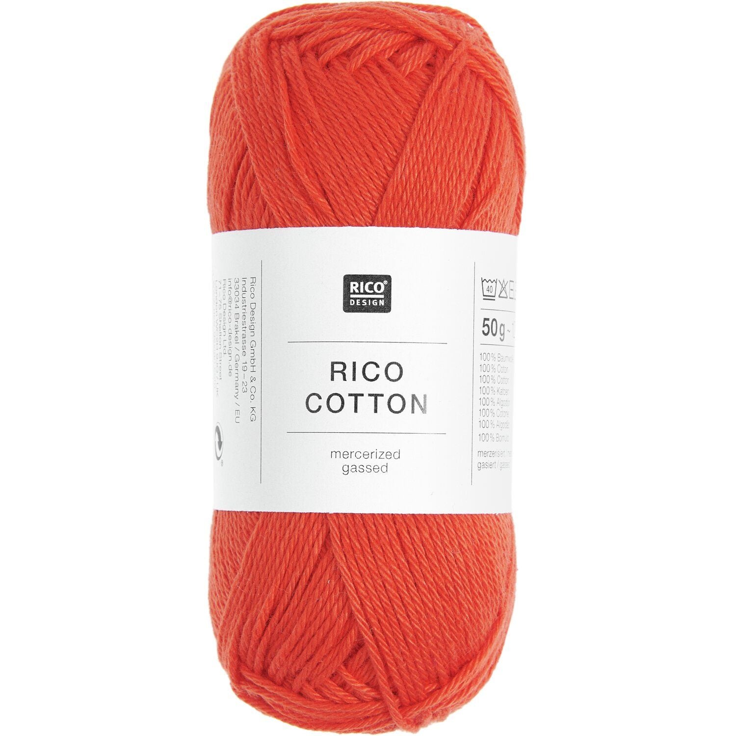 Rico Design Baumwollgarn Rot – 50 g, 125 m, Nadel 2,5 mm, 100% Baumwolle, 1 Stk.