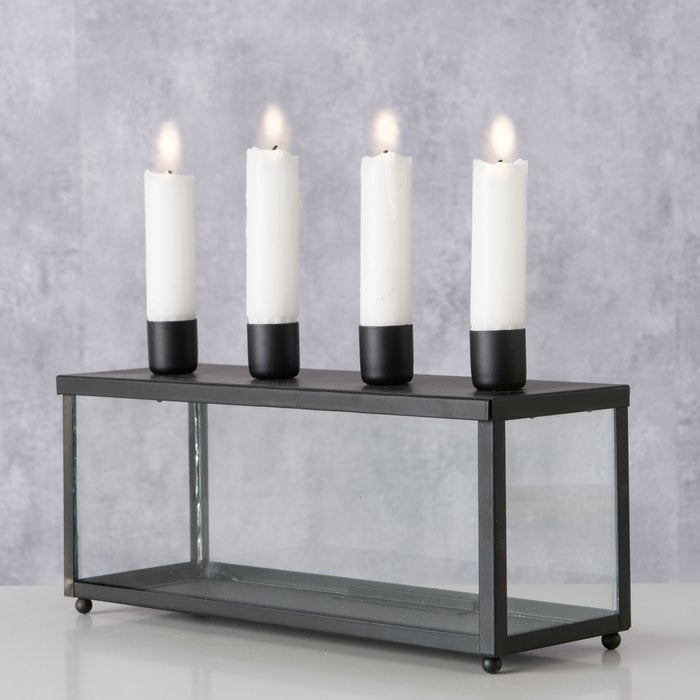Boltze Kerzenleuchter Eliana – Glas & Metall, mehrfarbig – 9 × 14 × 26 cm