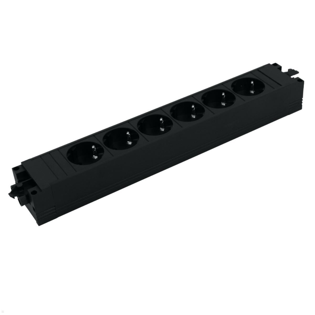 Bachmann 906.12640 – Steckdosenleiste, 6× Schuko (Typ F), ohne Schalter, IP20, schwarz