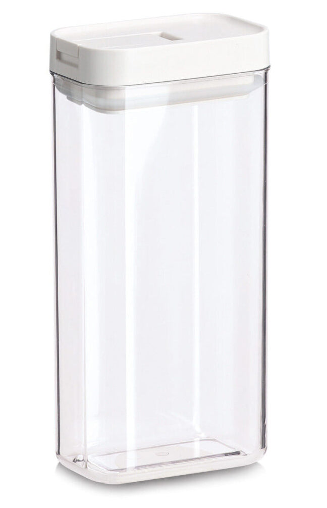 Zeller Present Vorratsdose 1,1 l, 7 × 11 × 23 cm, ABS/PET/Silikon, vakuumierfähig, transparent/weiss