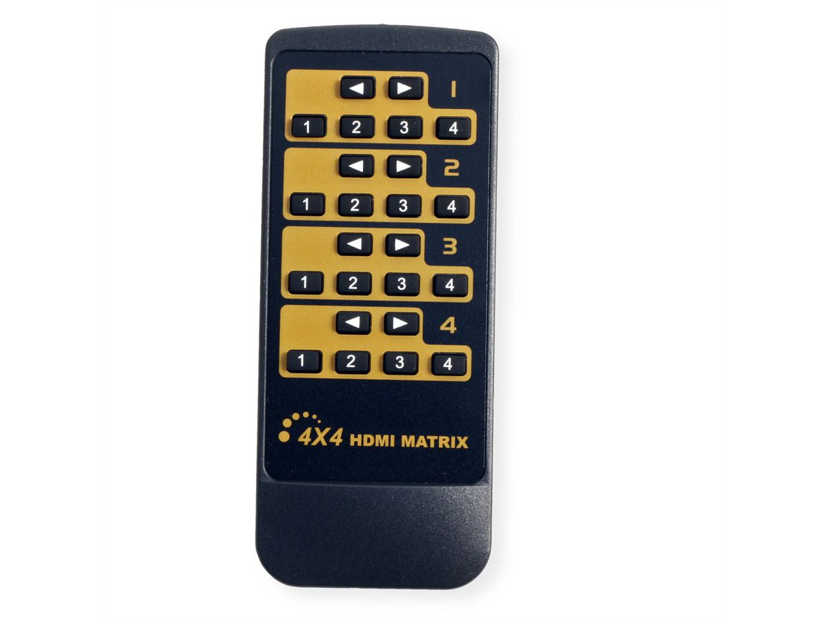 VALUE 4×4 HDMI-Matrix, 4K60, RS-232/IR-Fernbedienung