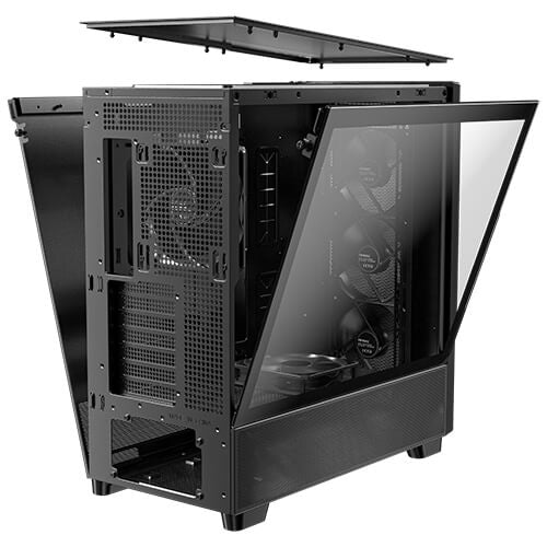 Antec FLUX – PC-Gehäuse – Midi-Tower ATX, Schwarz, Seitenfenster, 5× Lüfter, 360/420 mm Radiatorunterstützung
