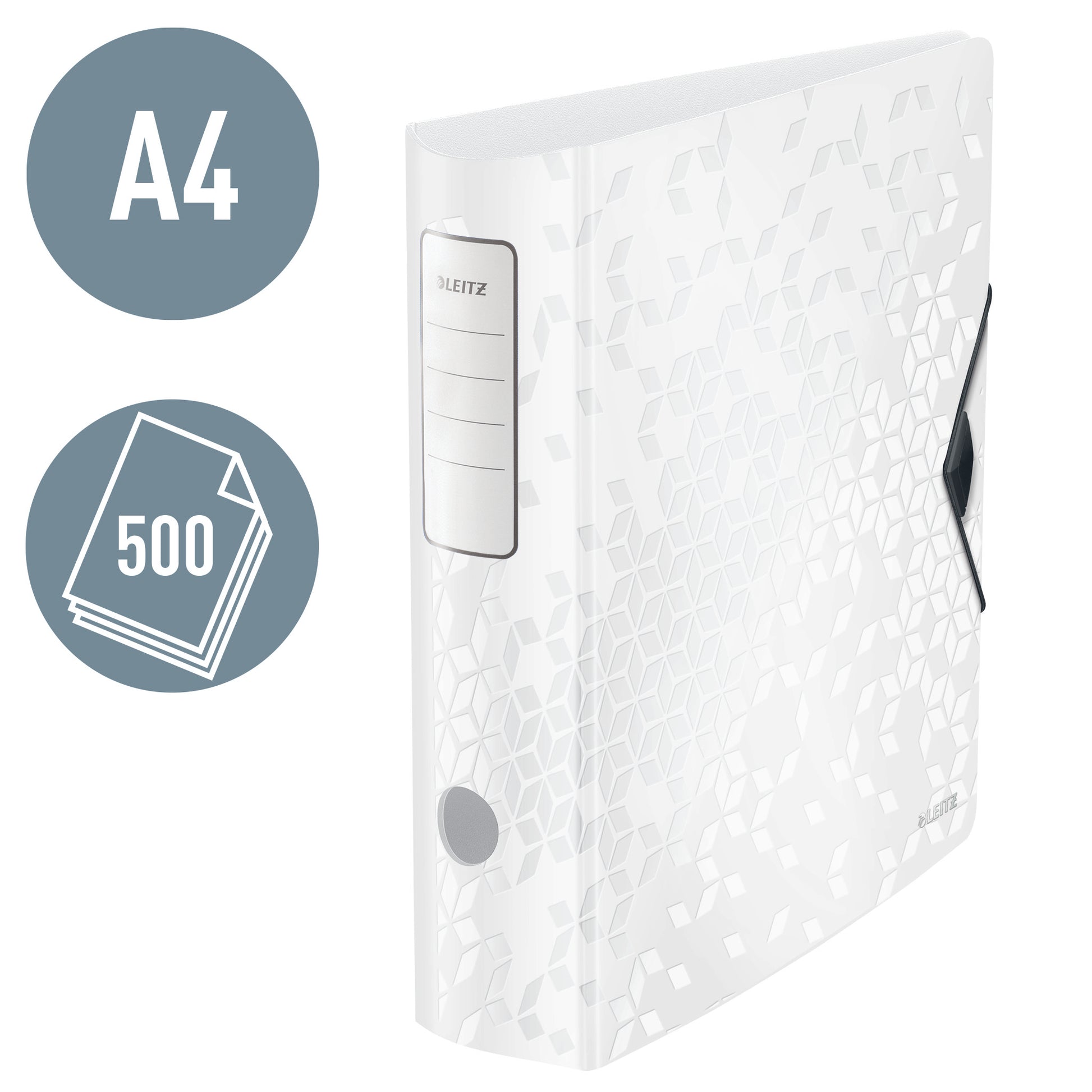 Leitz Active WOW Ordner – für A4 – Rückenbreite 8,2 cm – Weiss